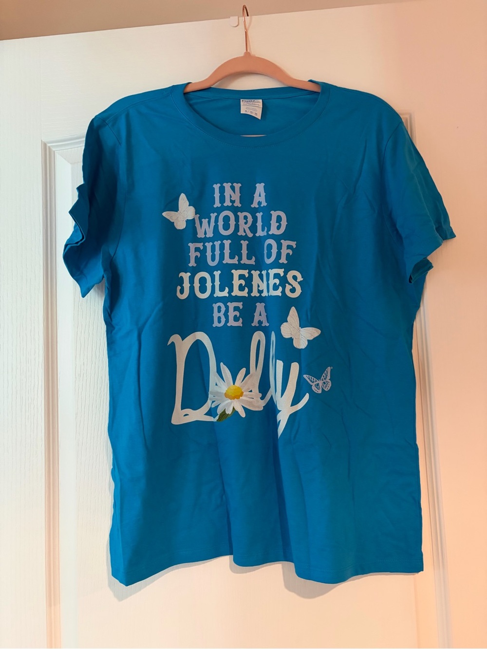 Women’s Blue Graphic Tee - "In a World Full of Jolenes"